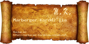 Marberger Kordélia névjegykártya